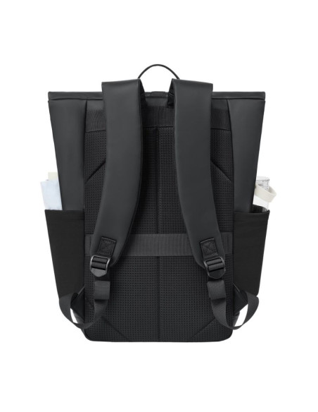 Rivacase eden plecak plecak rolowany czarny poliester, skóra woskowana (pull up)