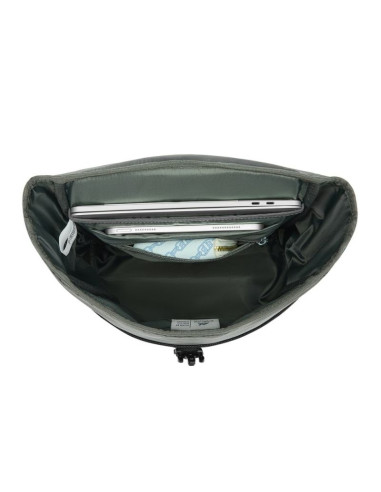 Rivacase eden plecak plecak rolowany czarny poliester, skóra woskowana (pull up)