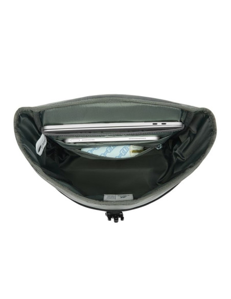 Rivacase eden plecak plecak rolowany czarny poliester, skóra woskowana (pull up)