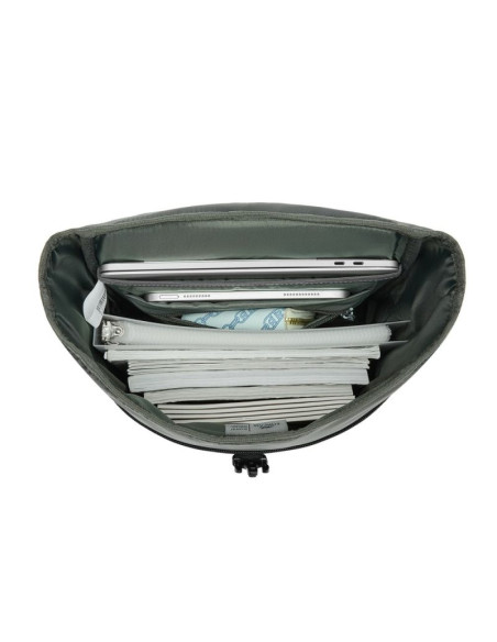 Rivacase eden plecak plecak rolowany czarny poliester, skóra woskowana (pull up)