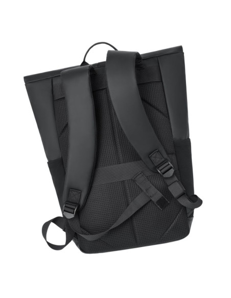 Rivacase eden plecak plecak rolowany czarny poliester, skóra woskowana (pull up)
