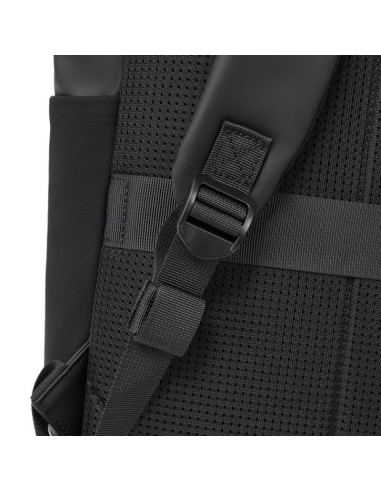 Rivacase eden plecak plecak rolowany czarny poliester, skóra woskowana (pull up)