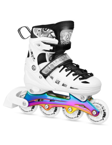 Nh10905 4w1 łyżworolki led białe z wym. płozą hokejową rainbow rozm. m(35-38) nils extreme