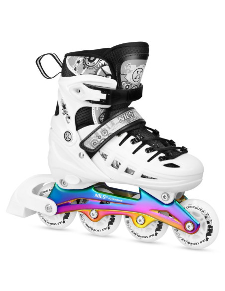 Nh10905 4w1 łyżworolki led białe z wym. płozą hokejową rainbow rozm. m(35-38) nils extreme