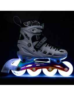 Nh10905 4w1 łyżworolki led białe z wym. płozą hokejową rainbow rozm. m(35-38) nils extreme 2