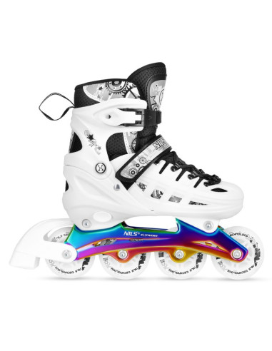 Nh10905 4w1 łyżworolki led białe z wym. płozą hokejową rainbow rozm. m(35-38) nils extreme