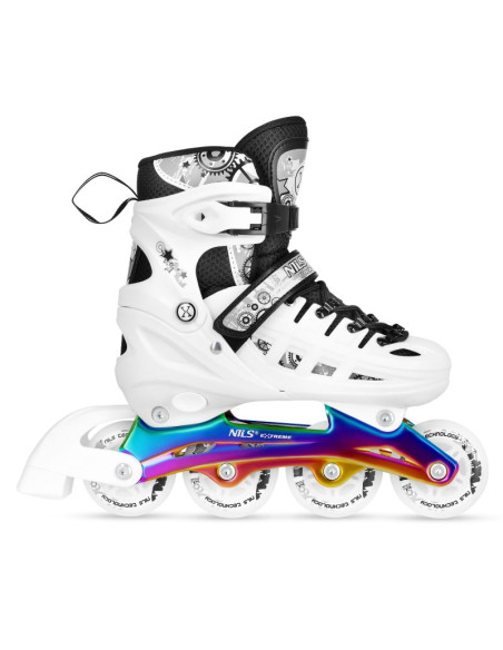 Nh10905 4w1 łyżworolki led białe z wym. płozą hokejową rainbow rozm. m(35-38) nils extreme