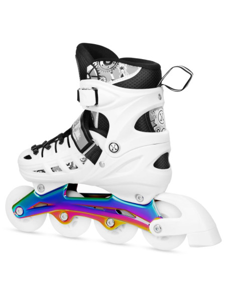 Nh10905 4w1 łyżworolki led białe z wym. płozą hokejową rainbow rozm. m(35-38) nils extreme