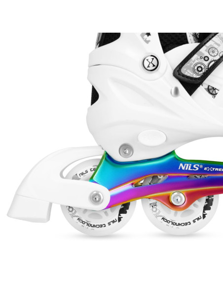 Nh10905 4w1 łyżworolki led białe z wym. płozą hokejową rainbow rozm. m(35-38) nils extreme