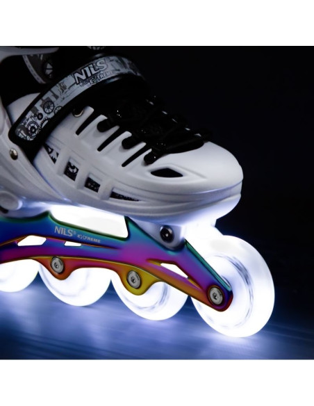 Nh10905 4w1 łyżworolki led białe z wym. płozą hokejową rainbow rozm. m(35-38) nils extreme