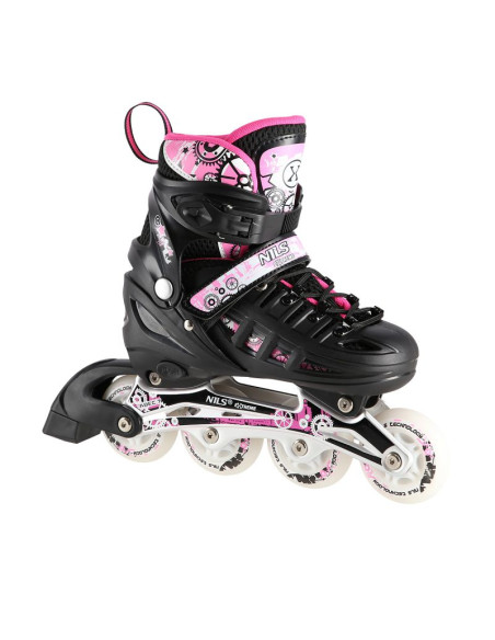 Nh10905 4w1 różowe led rozm. s(31-34)  łyżworolki z wym. płozą hokejową nils extreme