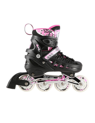 Nh10905 4w1 różowe led rozm. s(31-34)  łyżworolki z wym. płozą hokejową nils extreme