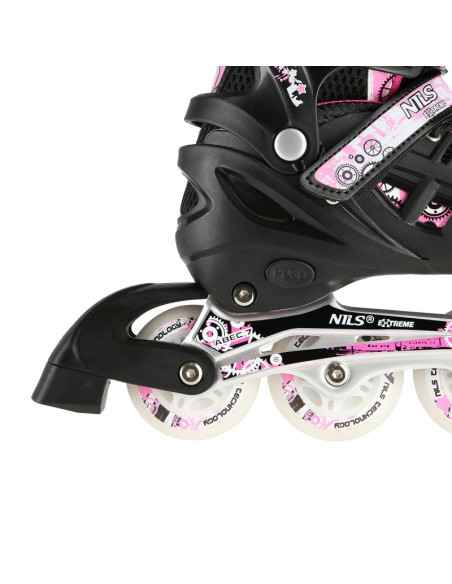 Nh10905 4w1 różowe led rozm. s(31-34)  łyżworolki z wym. płozą hokejową nils extreme