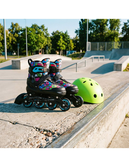 Nh10907 4w1 łyżworolki z wym. płozą hokejową tinty zielone rozm. m(35-38) nils extreme