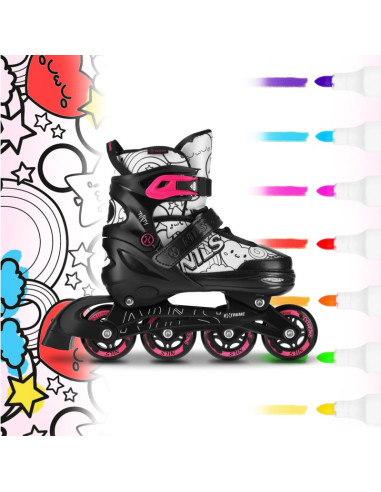 Nh10907 4w1 łyżworolki z wym. płozą hokejową tinty różowe rozm. s(31-34) nils extreme