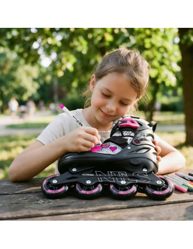 Nh10907 4w1 łyżworolki z wym. płozą hokejową tinty różowe rozm. s(31-34) nils extreme