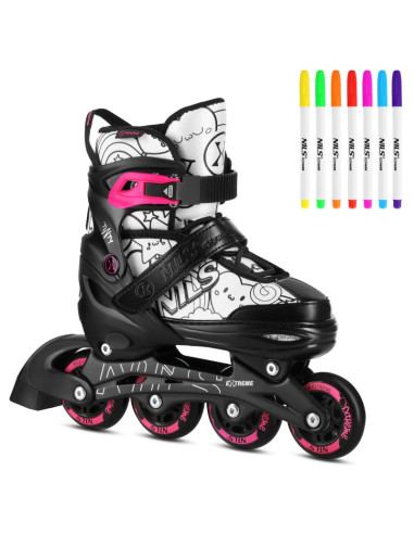 Nh10907 4w1 łyżworolki z wym. płozą hokejową tinty różowe rozm. l(39-42) nils extreme