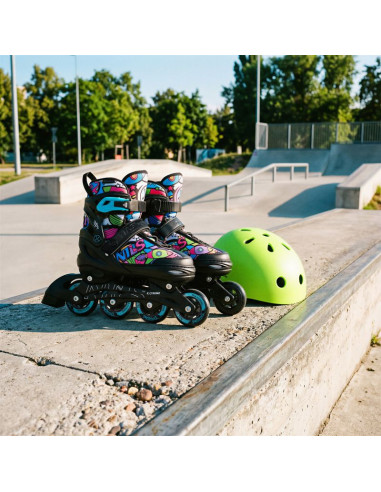 Nh10907 4w1 łyżworolki z wym. płozą hokejową tinty zielone rozm. s(31-34) nils extreme