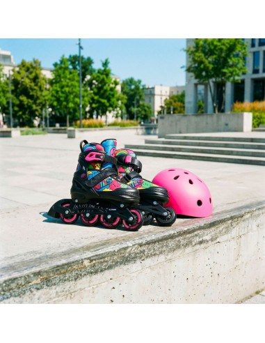 Nh10907 4w1 łyżworolki z wym. płozą hokejową tinty różowe rozm. m(35-38) nils extreme