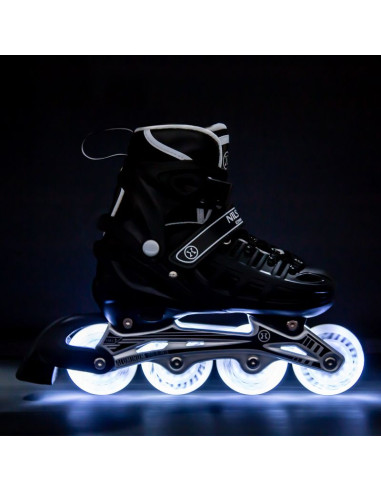 Łyżworolki z wymienną płozą hokejową nils extreme nh10905 4w1 czarne led rozmiar m(35-38)