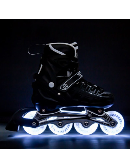 Łyżworolki z wymienną płozą hokejową nils extreme nh10905 4w1 czarne led rozmiar m(35-38)
