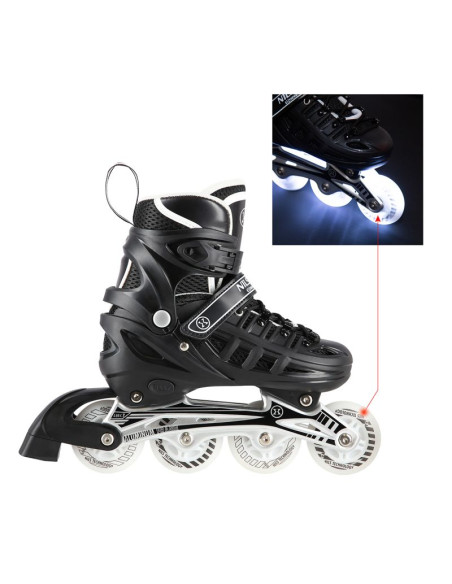 Łyżworolki z wymienną płozą hokejową nils extreme nh10905 4w1 czarne led rozmiar m(35-38)