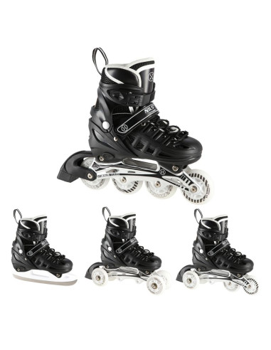 Łyżworolki z wymienną płozą hokejową nils extreme nh10905 4w1 czarne led rozmiar m(35-38)