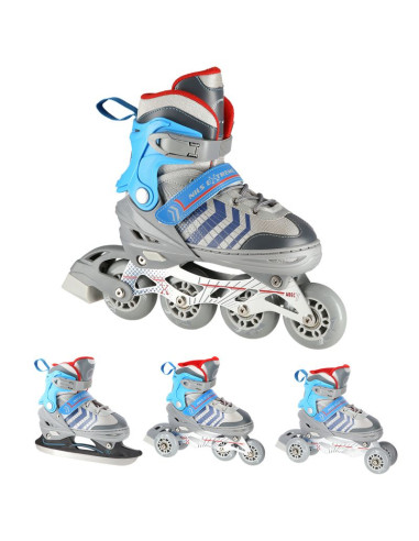 Nh18192 4w1 szaro-niebieski rozm.m(34-38) łyżworolki z wym. pł. hokejową nils extreme