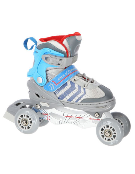 Nh18192 4w1 szaro-niebieski rozm.m(34-38) łyżworolki z wym. pł. hokejową nils extreme