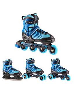 Nh18192a 4w1 czarno-niebieskie rozm. l(39-43) łyżworolki z wym. pł. hokejową nils extreme 2