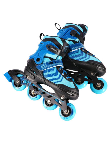 Nh18192a 4w1 czarno-niebieskie rozm. l(39-43) łyżworolki z wym. pł. hokejową nils extreme