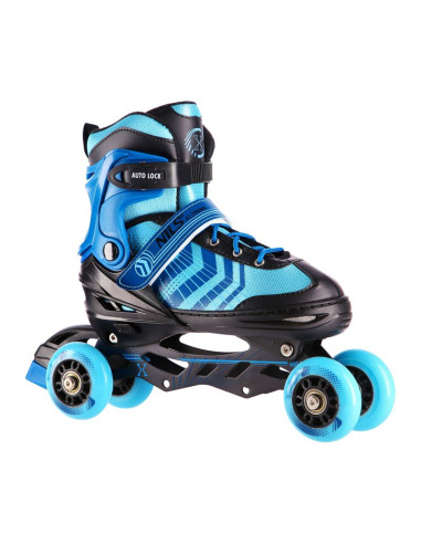 Nh18192a 4w1 czarno-niebieskie rozm. l(39-43) łyżworolki z wym. pł. hokejową nils extreme