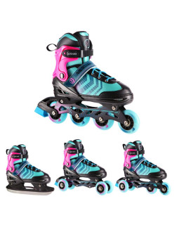 Nh18192a 4w1 czarno-fioletowe rozm. m(34-38) łyżworolki z wym. pł. hokejową nils extreme 2