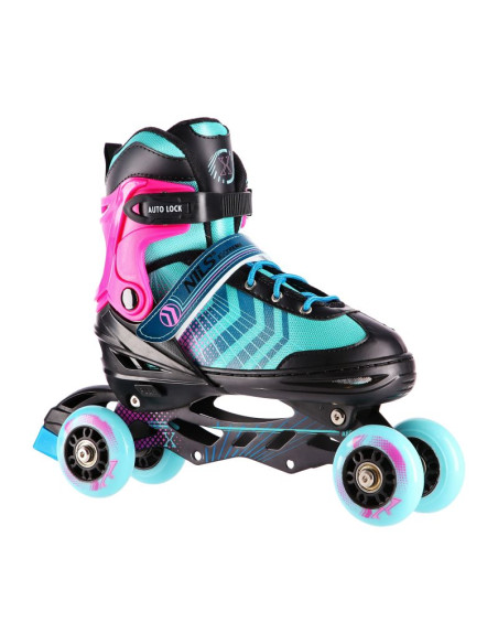 Nh18192a 4w1 czarno-fioletowe rozm. m(34-38) łyżworolki z wym. pł. hokejową nils extreme