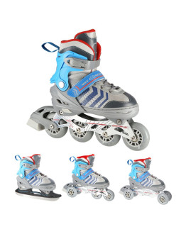 Nh18192 4w1 szaro-niebieski rozm.l(39-43) łyżworolki z wym. pł. hokejową nils extreme 2