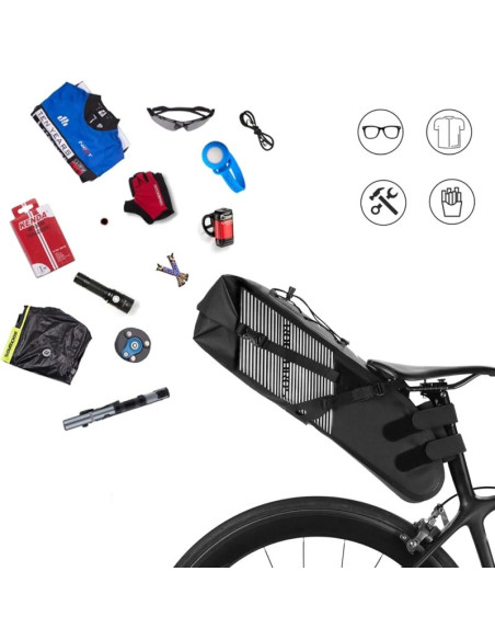 Torba rowerowa rockbros as-013 podsiodłowa 10l - czarny