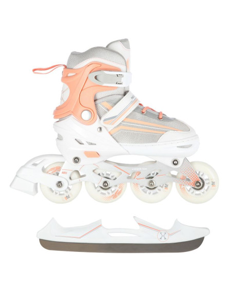 Łyżworolki nils extreme nh18190 2w1 biało-różowe rozm. l (39-43) z wymienną płozą hokejową