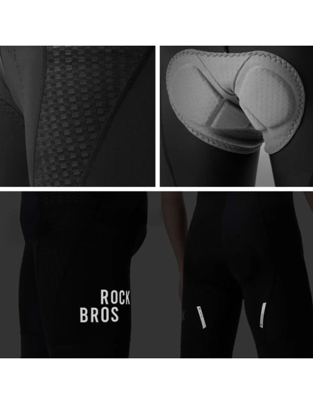 Spodenki rowerowe z szelkami rockbros yddk009 męskie krótkie z wkładką rozmiar l - czarne