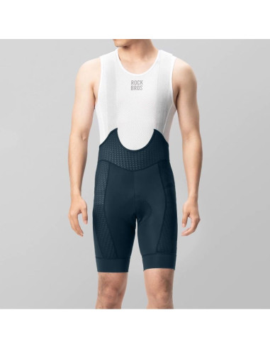 Spodenki rowerowe z szelkami rockbros yddk009 męskie krótkie z wkładką rozmiar s - ciemnoniebieskie