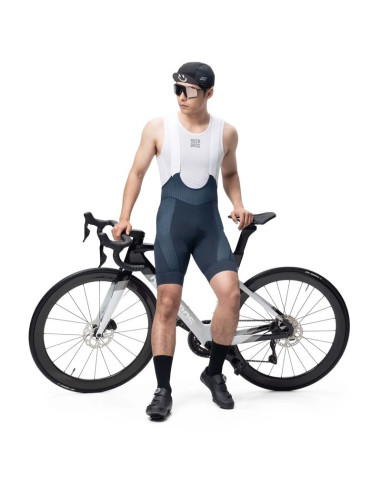 Spodenki rowerowe z szelkami rockbros yddk009 męskie krótkie z wkładką rozmiar m - ciemnoniebieskie