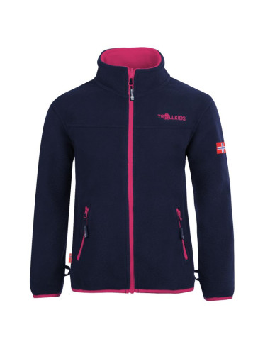 Kurtka polarowa dla dziewczynki trollkids girls oppdal jacket xt rozpinana granatowa/różowa (415-114)