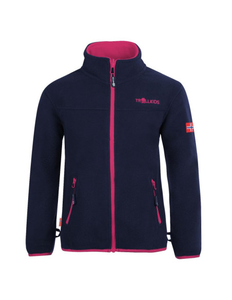 Kurtka polarowa dla dziewczynki trollkids girls oppdal jacket xt rozpinana granatowa/różowa (415-114)