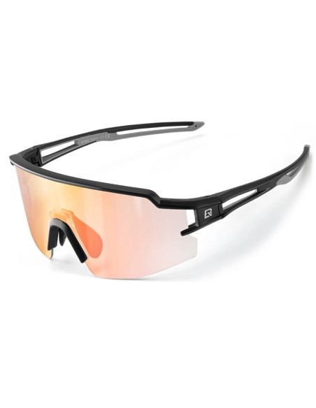 Okulary rowerowe rockbros fotochromowe z ochroną uv i wkładką korekcyjną pomarańczowe szkła - czarne