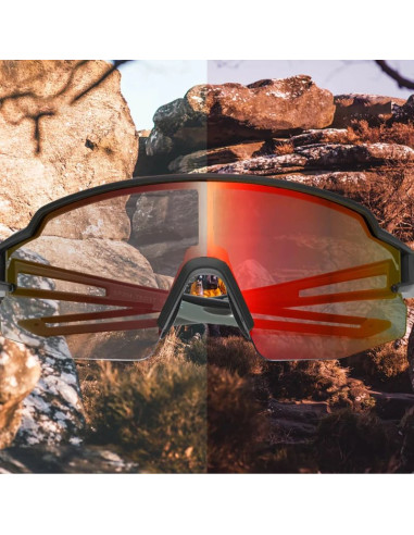 Okulary rowerowe rockbros fotochromowe z ochroną uv i wkładką korekcyjną pomarańczowe szkła - czarne