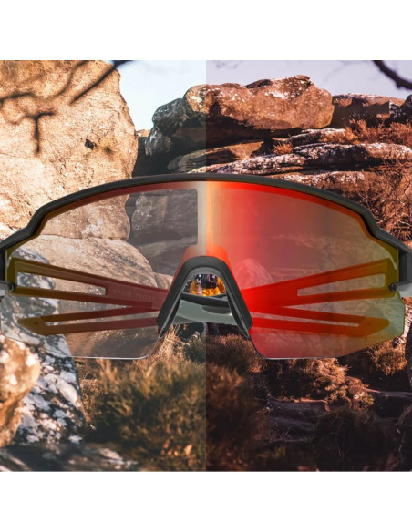 Okulary rowerowe rockbros fotochromowe z ochroną uv i wkładką korekcyjną pomarańczowe szkła - czarne