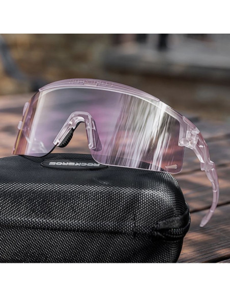 Okulary rowerowe rockbros fotochromowe, z ochroną uv i wkładką korekcyjną, przeroczyste - fioletowe