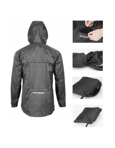 Kurtka przeciwdeszczowa rockbros ypy013bk4xl oddychająca wiatroodporna xxxxl - czarna