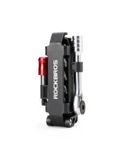 Zestaw narzędzi rowerowych rockbros multitool z kluczem grzechotkowym i łyżkami do opon - czarny