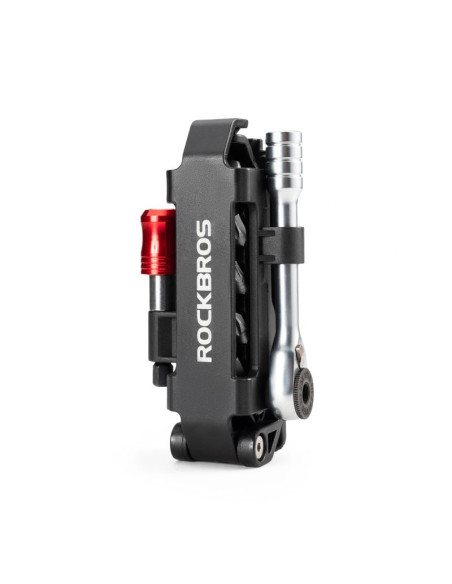 Zestaw narzędzi rowerowych rockbros multitool z kluczem grzechotkowym i łyżkami do opon - czarny