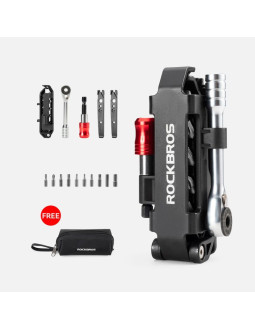 Zestaw narzędzi rowerowych rockbros multitool z kluczem grzechotkowym i łyżkami do opon - czarny 2